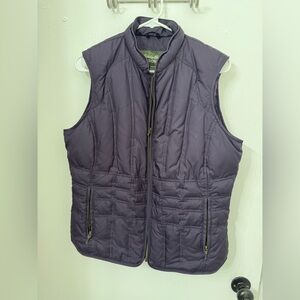 Womens Large Eddie Bauer Dark Purple‎ Puffy Quilted Goose Down Vest
